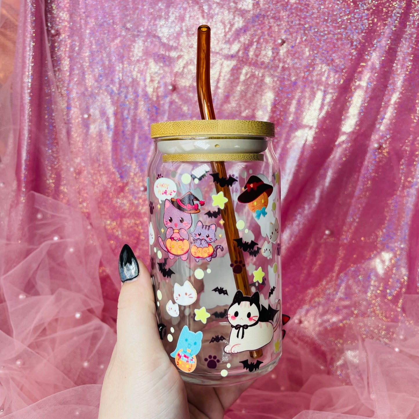 Spooky Kitties ♡ 16oz Glass Can