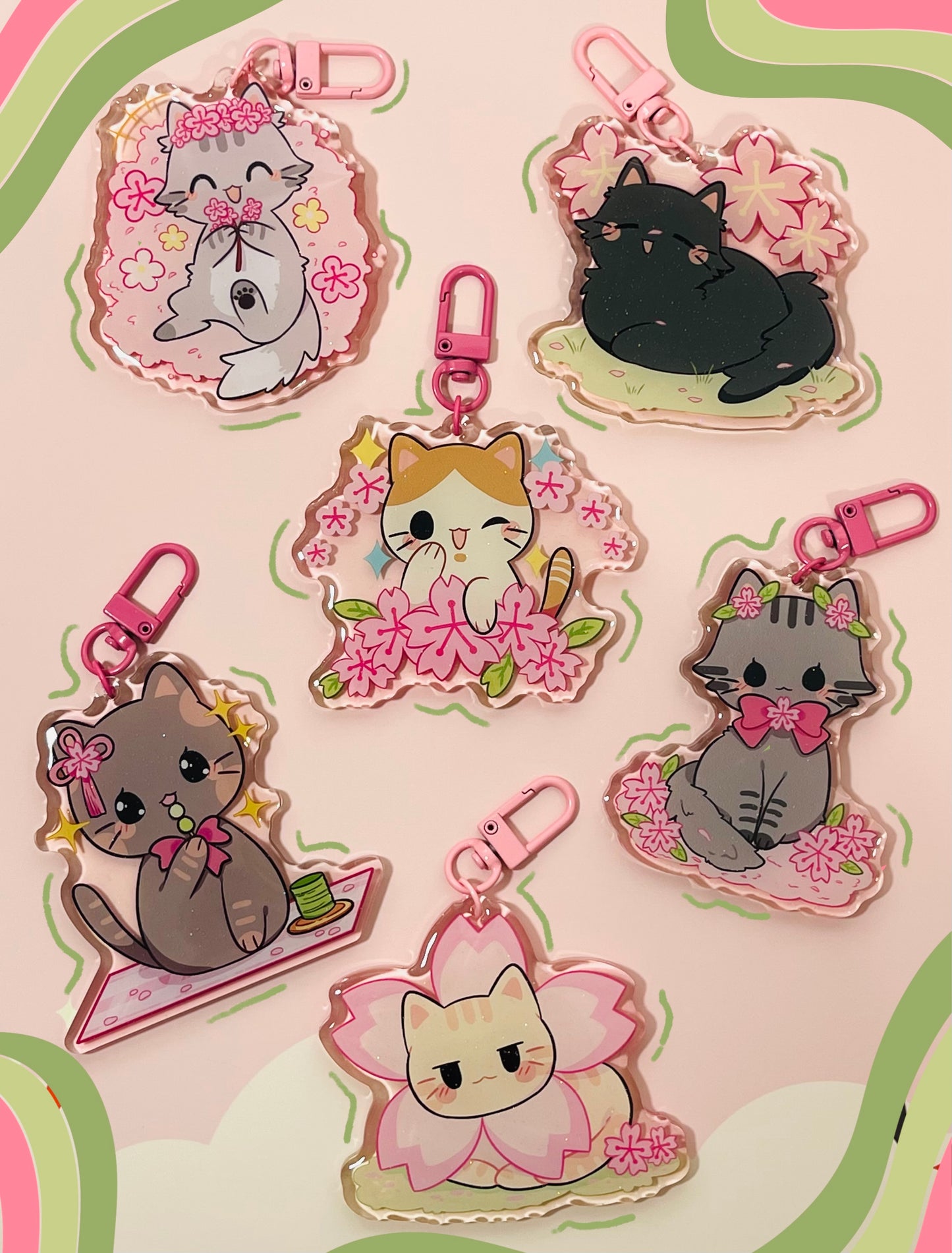 Sakura Cat Charms